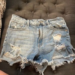 Light wash jean shorts